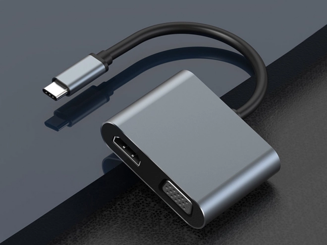 Adaptér USB-C HDMI 4K VGA Hub s Power Delivery