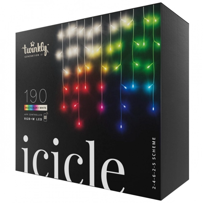 Inteligentné svetelné reťaze Twinkly Icicle 190 RGBW LED