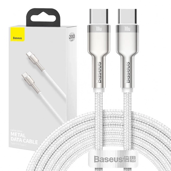 Kábel USB-C na USB-C Baseus Cafule, 100W, 2m (biely)