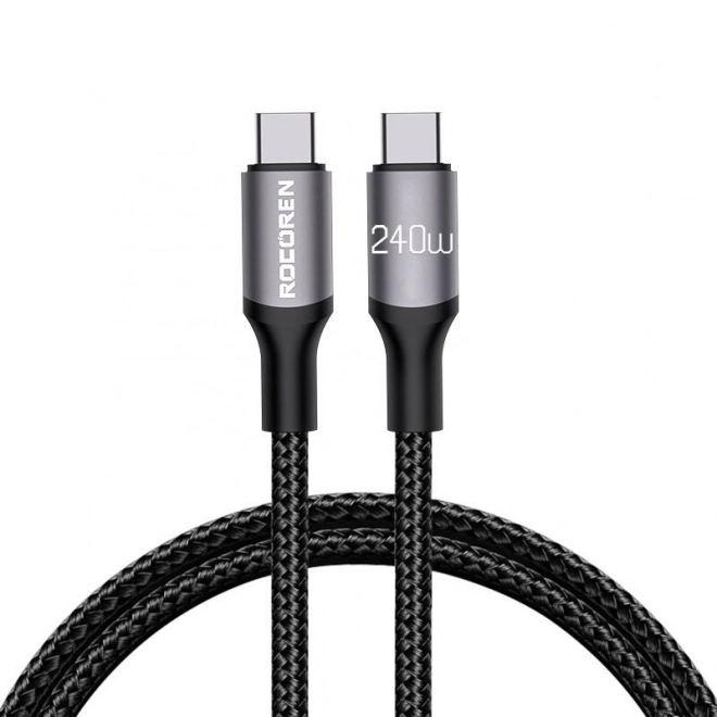 Rychlonabíjací kábel Rocoren USB-C na USB-C Retro Series 1m 240W (šedý)