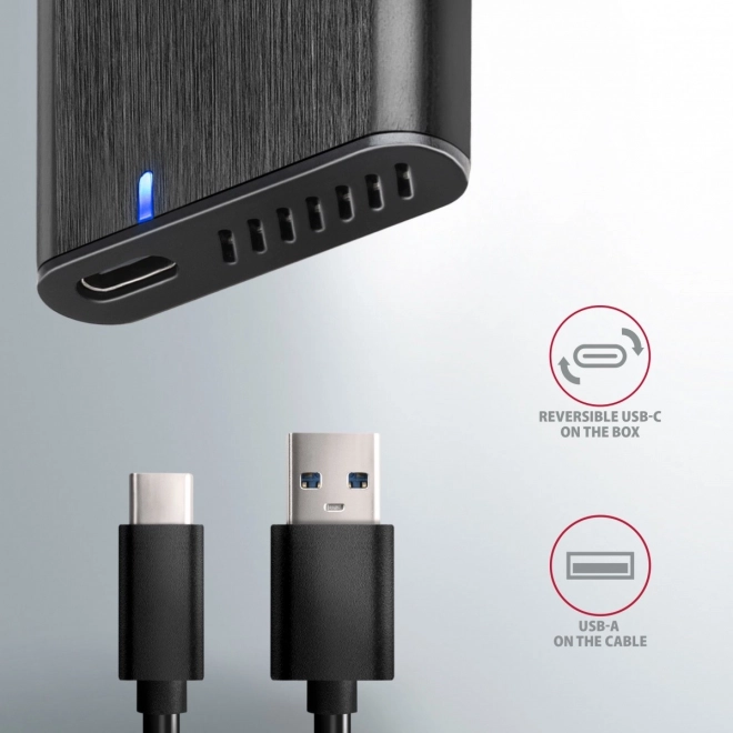 Axagon vonkajší hliníkový box na sata m.2 ssd bez skrutiek usb-c 3.2 gen 2