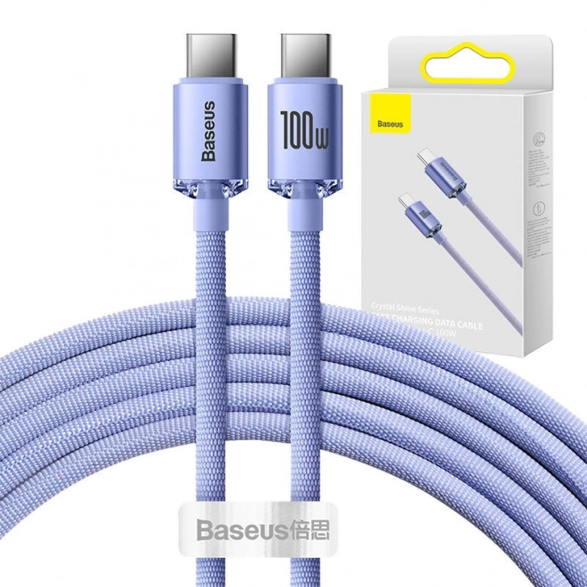 Baseus Crystal Shine kábel USB-C na USB-C 100 W 2 m fialový