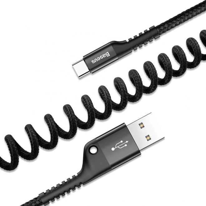 Baseus Pružinový kábel USB-C 1m 2A - čierny