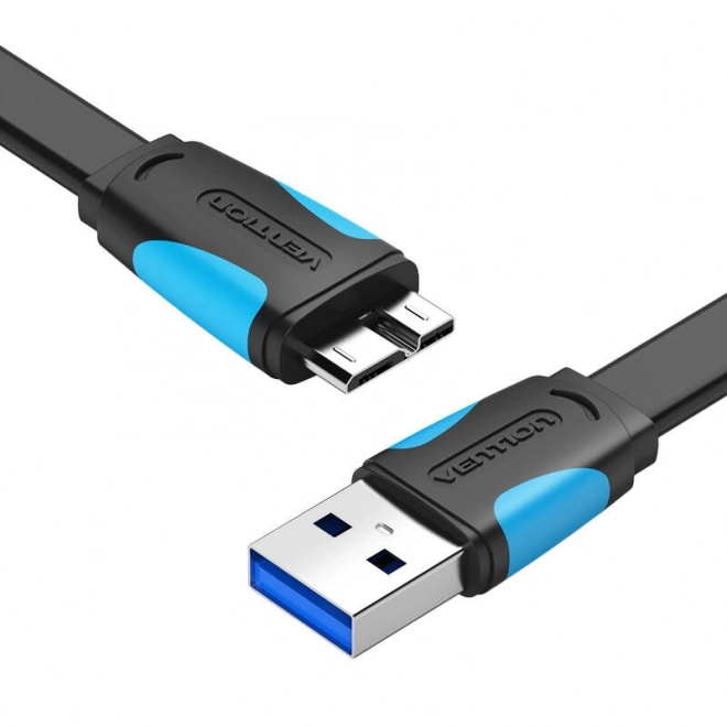 Plochý USB 3.0 A na Micro-B kábel Vention čierny