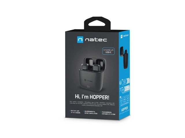 Bezdrôtový klopový mikrofón Natec Hopper