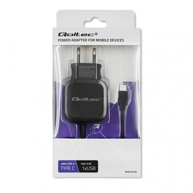 Nabíjačka Qoltec 17W s USB a USB typu C