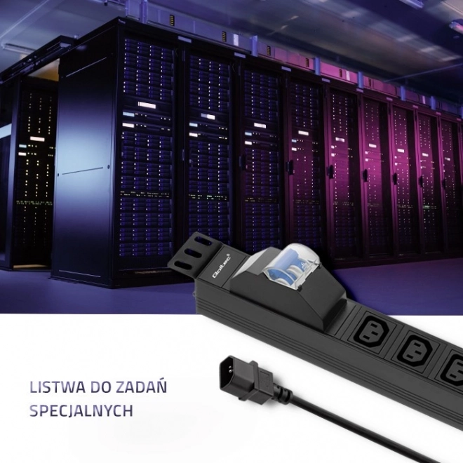 Napájacia lišta do Racku 19 palcov s ističom 1U 10A PDU 8xIEC C13 2m