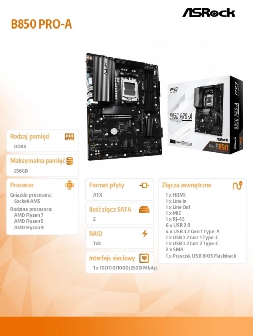 Doska B850 Pro-A s podporou DDR5 a RGB
