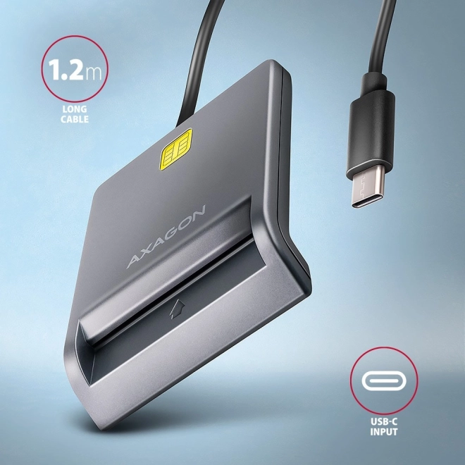 Čítacia zariadenie identifikačných kariet AXAGON USB-C s káblom