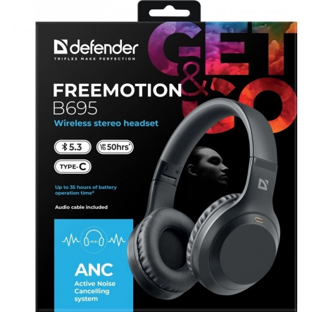 Bezdrôtové slúchadlá na uši s ANC Freemotion B695 čierna