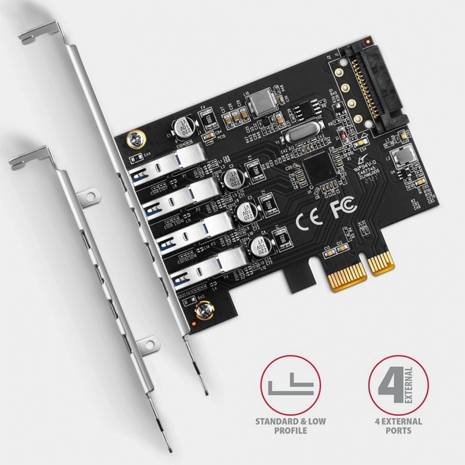Pcie kontrolér s 4 portami USB 3.2 Gen 1 AXAGON