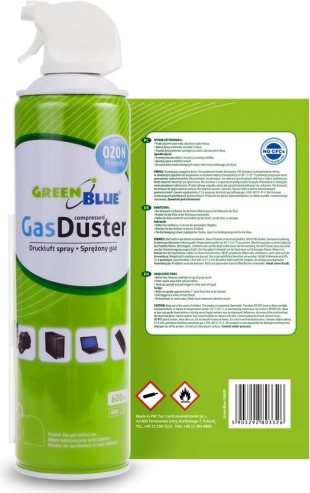 stlačený vzduch 600 ml GREENBLUE s pištoľovým rozprašovačom