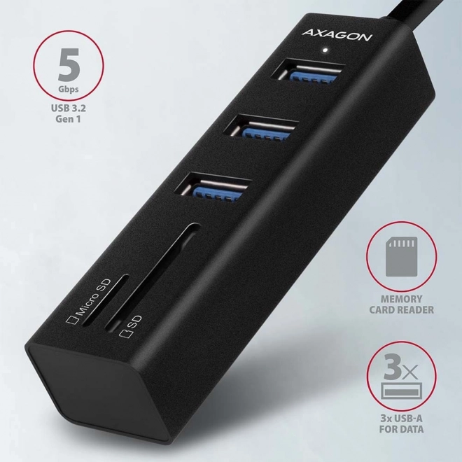 Viacportový hub USB AXAGON HMA-CR3A so čítačkou kariet