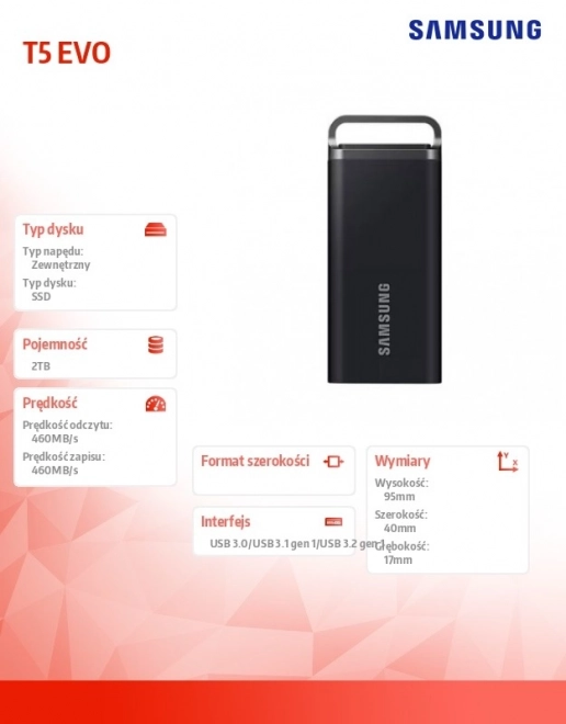 Externý SSD Disk Samsung Portable T5 EVO 2TB USB 3.2 Gen. 1 čierny
