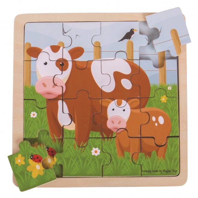 Bigjigs Toys puzzle - Kravička s Telátkom