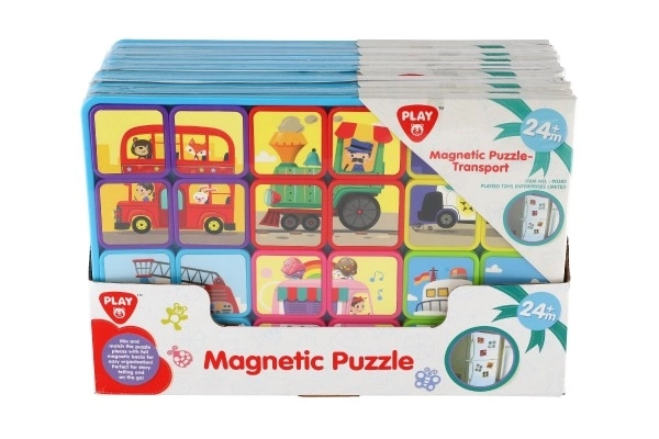 Magnetická doska puzzle s dopravnými prostriedkami 24 dielikov