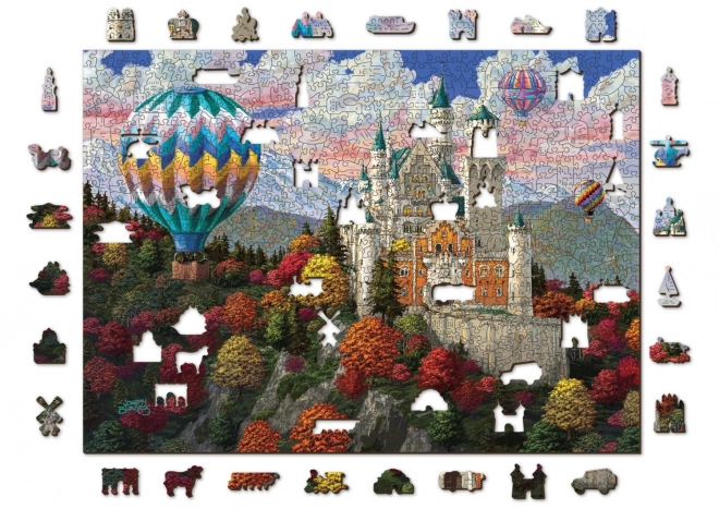 Drevené puzzle zámok Neuschwanstein 2v1