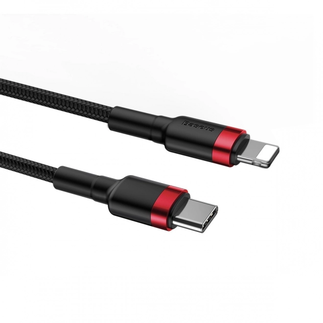 Kabel Baseus s rýchlonabíjaním USB-C - Lightning 1 m čierno-červený