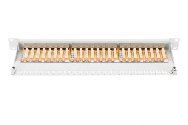 Patch panel 19" 24 portov kat.6 s káblovým držiakom, šedý