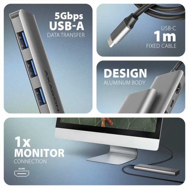 USB-C hub AXAGON s 5 portmi