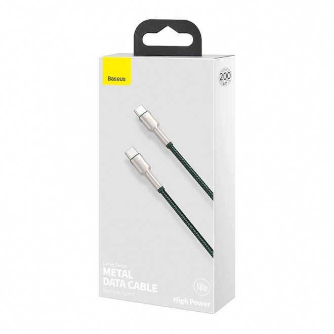 Kabel USB-C na USB-C Baseus Cafule, 100W, 2m zelený