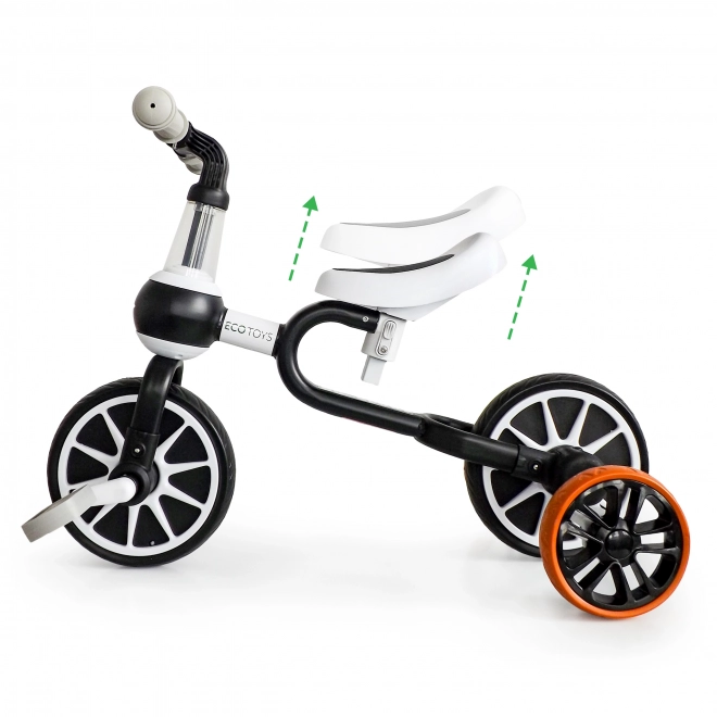 Odrážadlo 4 v 1 s pedálmi a pomocnými kolieskami čierne ECOTOYS