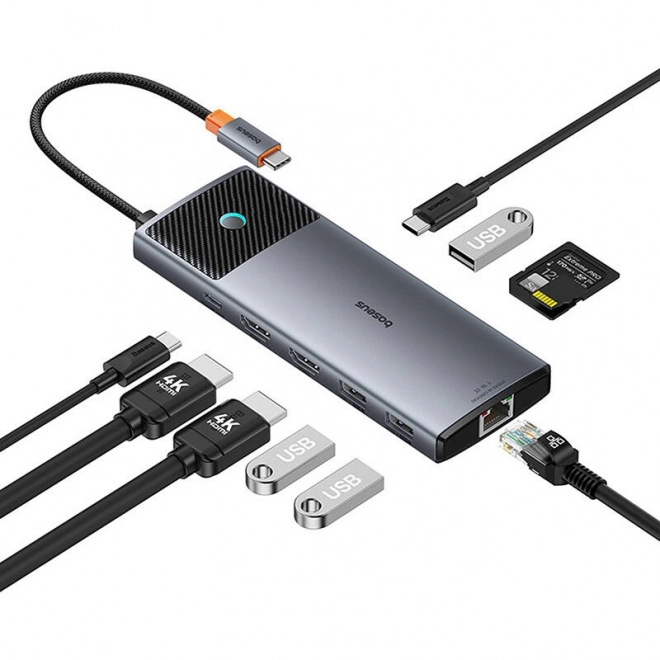 Adaptér Baseus Hub 10v1 s HDMI, USB-C a RJ45