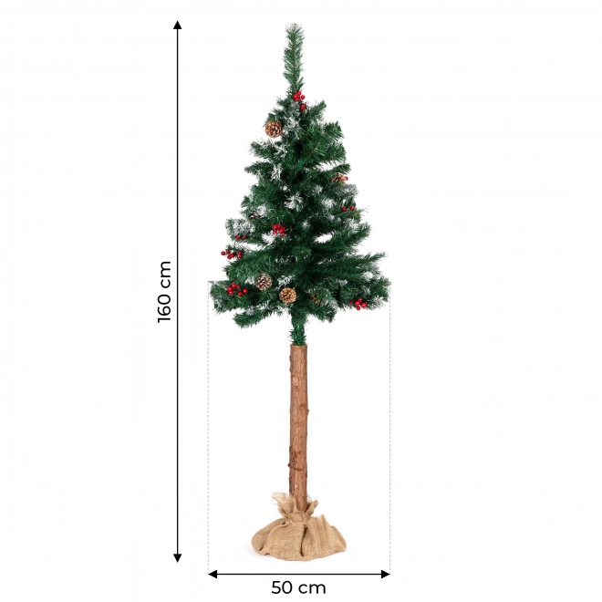 Veľký vianočný stromček s dreveným kmeňom 160 cm - borovica