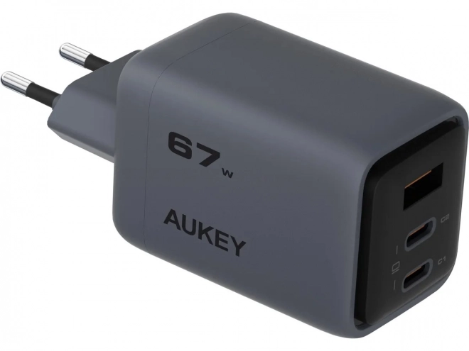 Aukey PA-C3 Comet Mix 3 GaN ultrarýchla sieťová nabíjačka 67 W 3x USB (2x USB-C a 1x USB-A)