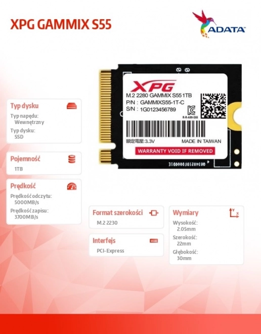 Rýchly SSD disk XPG GAMMIX S55 1TB