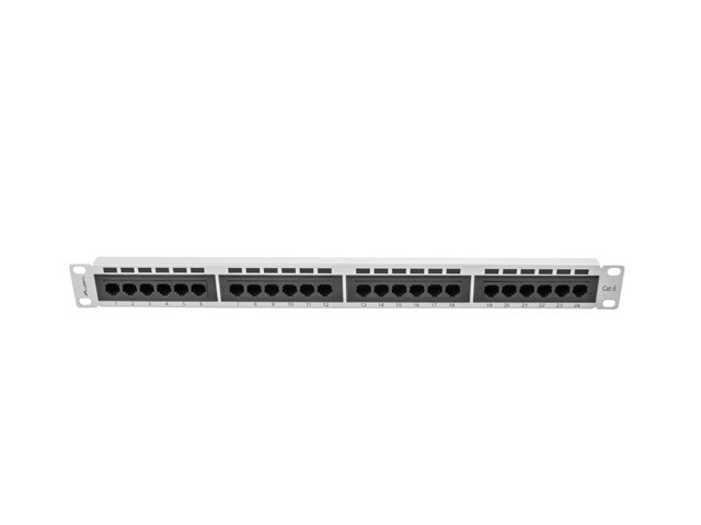 Patch panel 24 portov 1U sivý, kategória 6