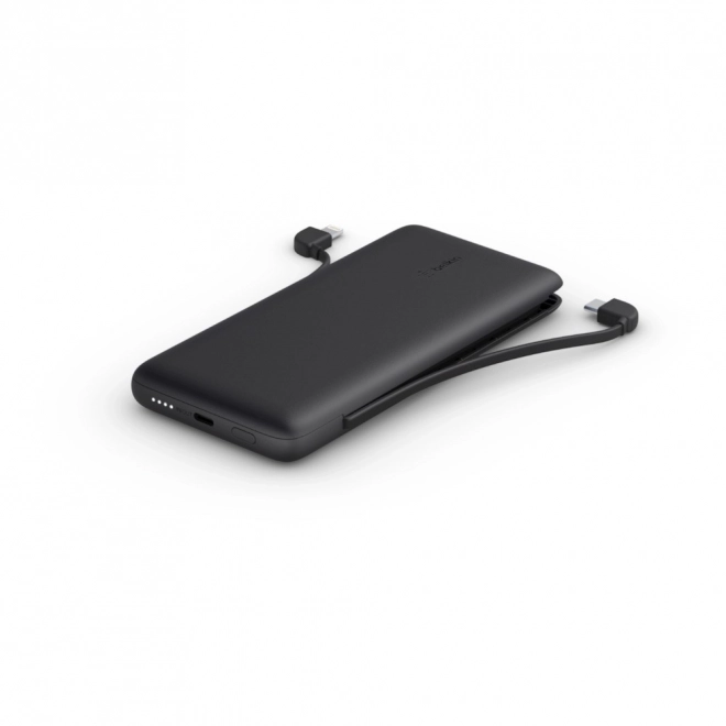 Powerbank 10000mAh s USB-C/LTG káblami Čierny
