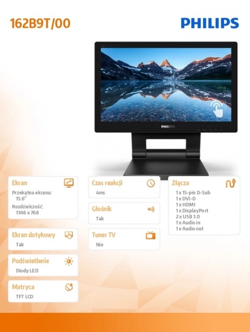 Monitor 15,6" LED Dotykový