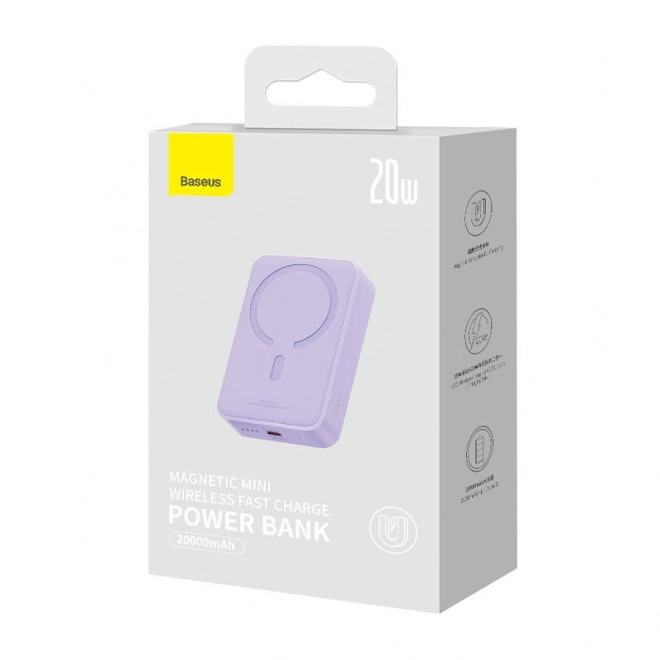 Powerbanka Baseus Magnetic Mini 20000mAh fialová