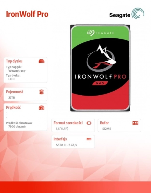 Disk IronWolf Pro 22TB SATA