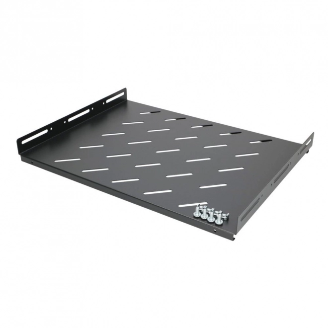 Čierna polica 1U pre 19" rack skrine s hĺbkou 600 mm