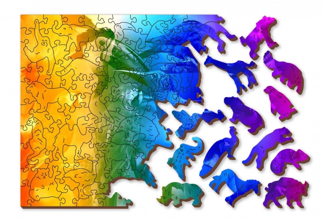 Drevené Puzzle 3D S Figúrkami – Vtáky Gradient M, 200 Kusov