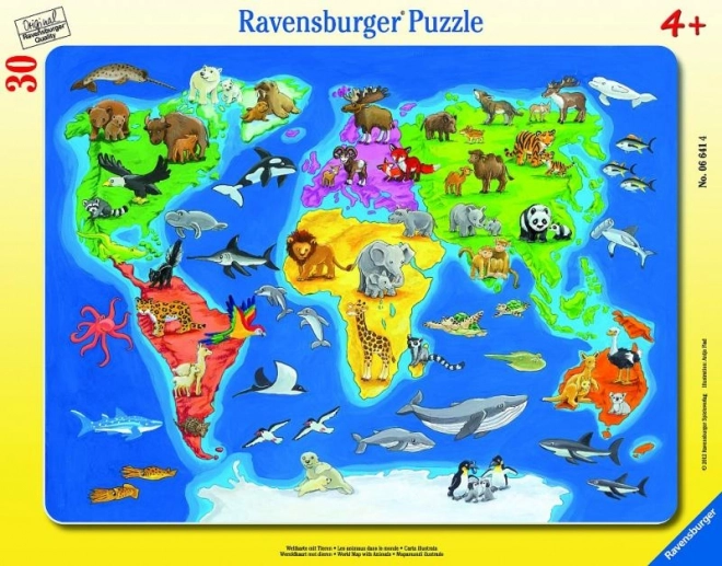 Ravensburger Puzzle Mapa sveta so zvieratami 30 dielikov