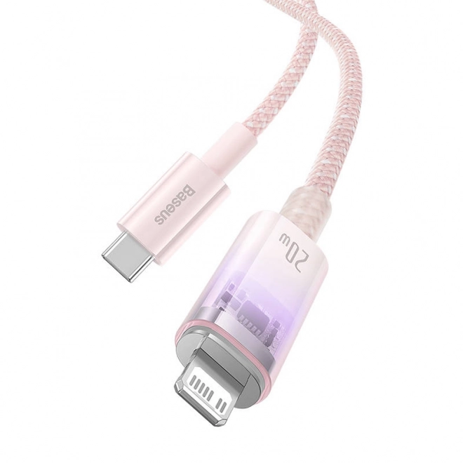 Rýchlonabíjací kábel Baseus USB-C na Lightning Explorer Series 1 m, 20 W (ružový)