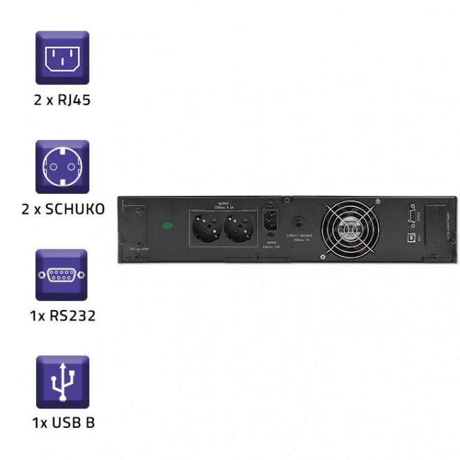 Záložný zdroj UPS RACK 1kVA 800W s LCD