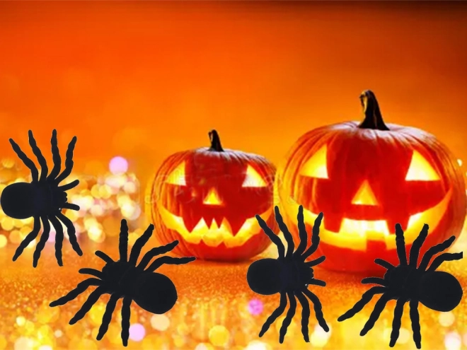 Dekoratívne veľké pavúky na Halloween - 4 kusy