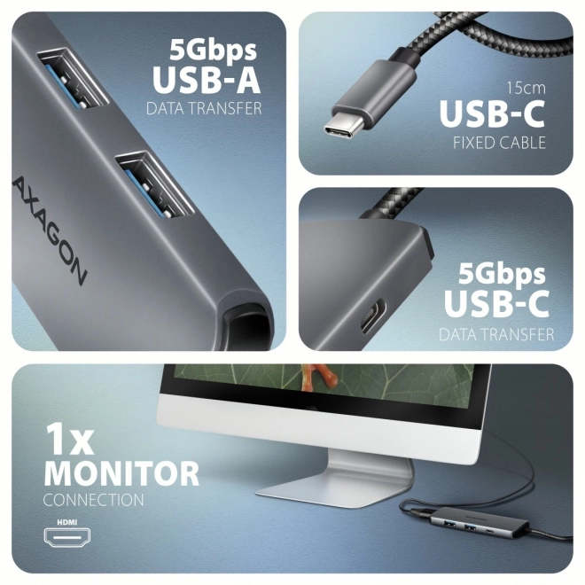 Axagon univerzálny usb-c rozbočovač s 8K hdmi