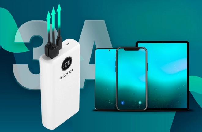 Biela powerbanka ADATA 20000 mAh QC/PD