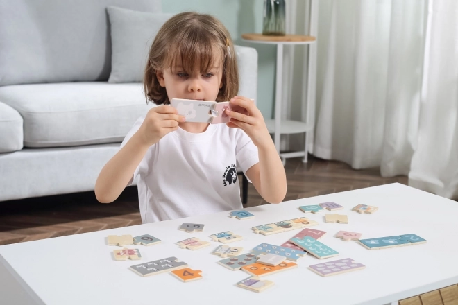 Viga Montessori drevené numerické puzzle pre deti