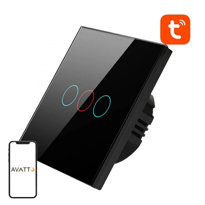 Inteligentný vypínač svetla WiFi Avatto 3-cestný TUYA (čierny)