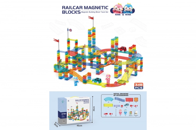 Magnetické stavebné bloky - Dráhy - sada 348 kusov