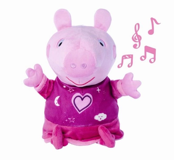 Plyšový cumlík na spanie Peppa Pig 2v1, hrajúci + svetlo, ružový, 25 cm