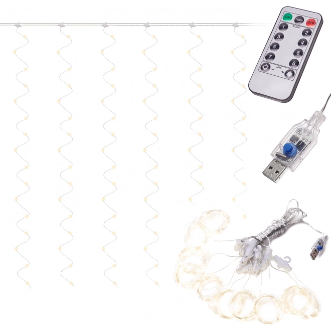 LED studená biela vlnitá clona - 3 m, 300 LED diód