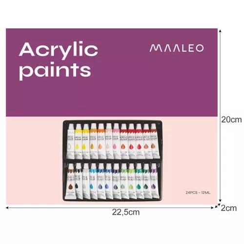 Akrylové farby 24 ks - 12 ml. Maaleo 20363