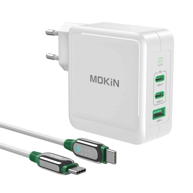 Nabíjačka MOKiN 140W GaN s 2 USB-C a 1 USB-A (čierna)